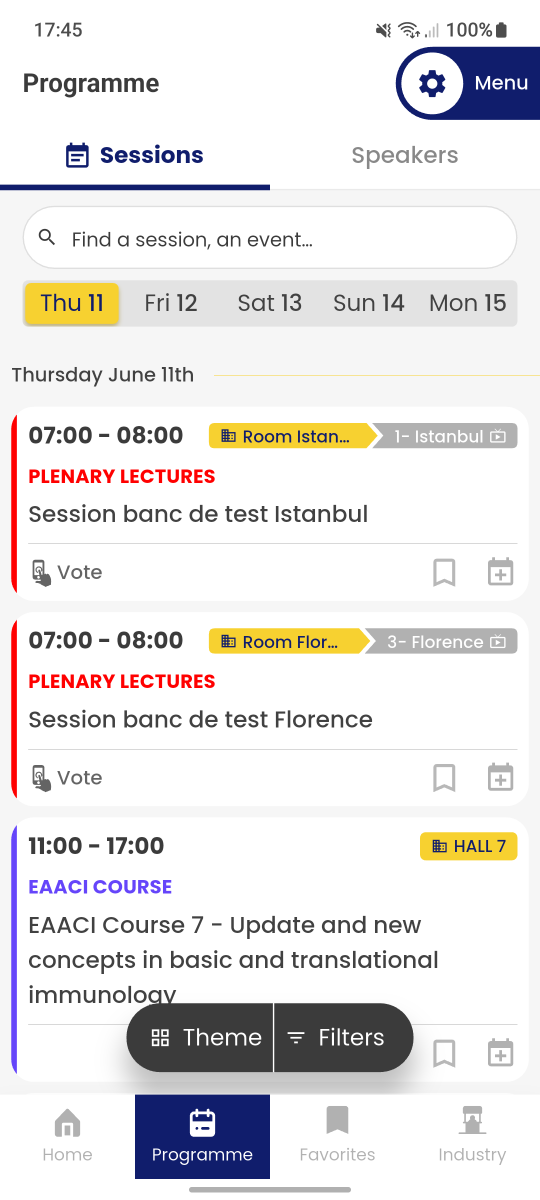 Mobile App Schedule page